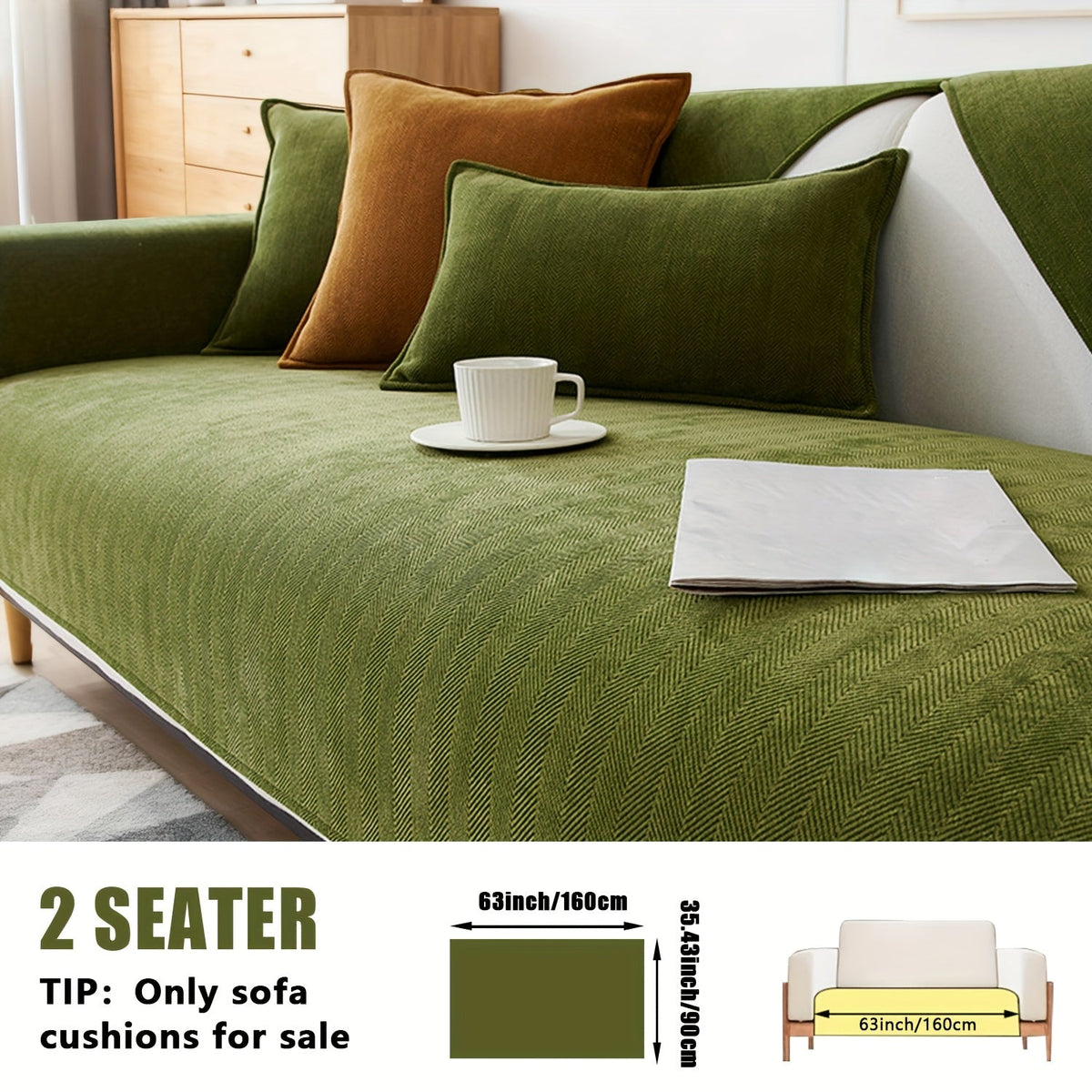 Sofa Cover Ribbed Chenille Stretch Panels for 1 to 4 Seats, Armrests or Cushions with Model-Specific Size and Color Options