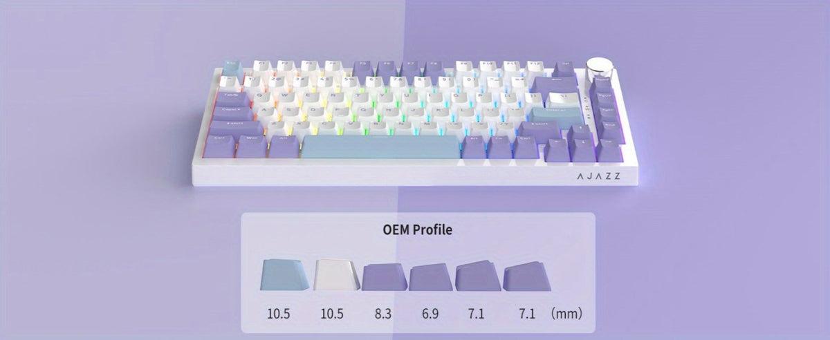 Hot Swap Gasket Mechanical Keyboard AJAZZ AK820 75%, Wireless 2.4GHz & Wired, Volume Knob, South-Facing RGB
