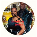 Personalized Custom Photo Wall Clock - Round Wood Silent Clock with Custom Text & Family Name, Self-Assembly
