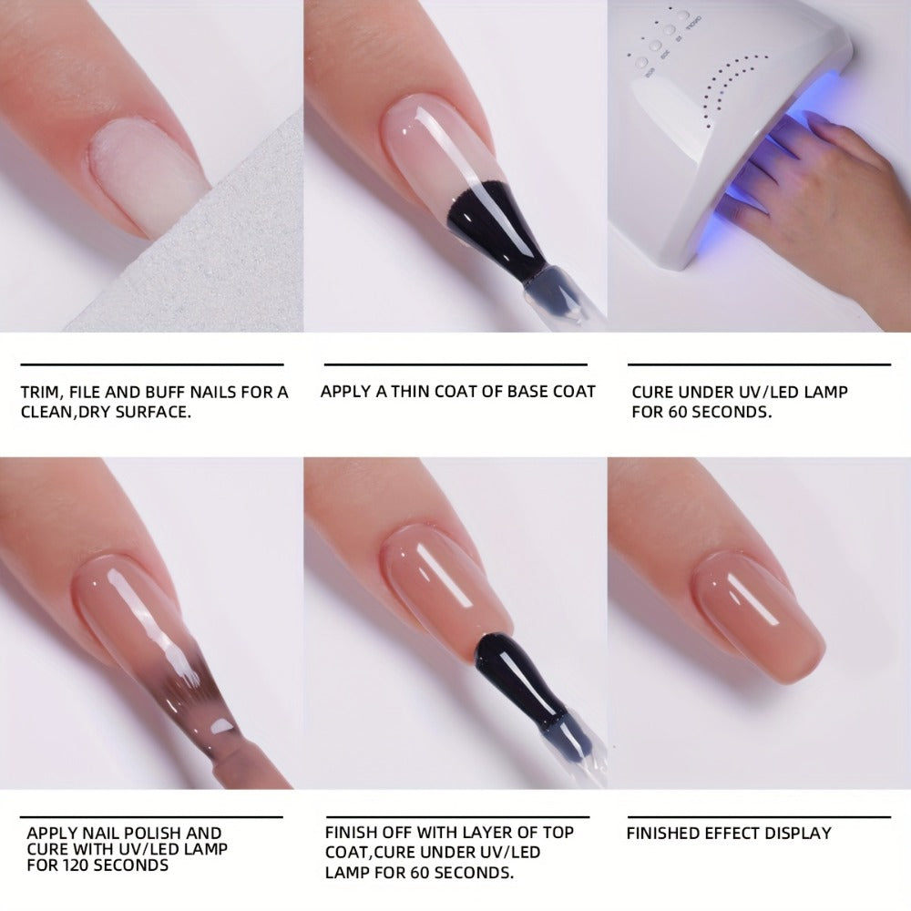 Gel Nail Polish Set with XEIJAYI Label, 8 Summer Ice Jelly Colors in Sheer Photo Frame Bottles