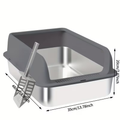 Stainless Steel Cat Litter Box with Removable High-Wall Surround, Front Step and 20cm or 25cm Height Options
