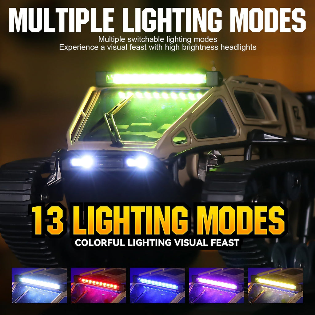 Full-Proportional RC Tracked Tank with LED Lights, Alloy Door Open Military War Vehicle Off-Road Remote Control Tank for Kids Adults