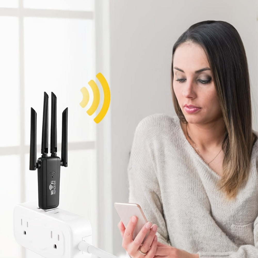 300Mbps WiFi Extender Plug-In Wall Design - Wireless Repeater & Signal Booster for Home Office, Apartment