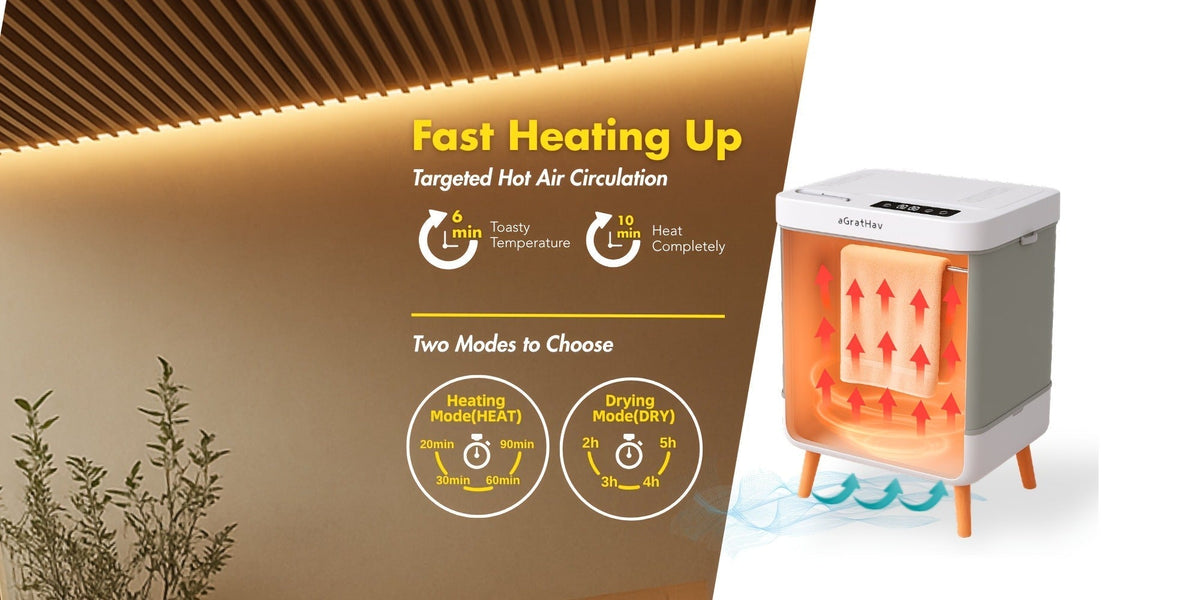 Electric Towel Warmer 35L Large Capacity Foldable Blanket Warmer with Timer & Drying Mode, Fast Heating