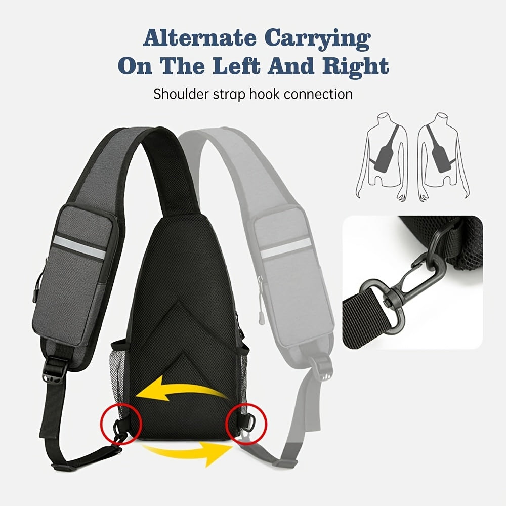 Sling Bag Two-Pack in Dark Gray and Light Gray Oxford Cloth with Crossbody Chest Carry and Zippers