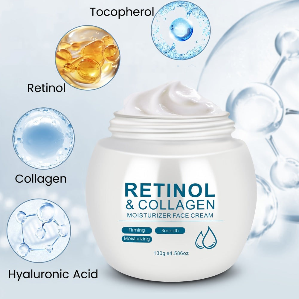 Face Cream Retinol Collagen 130g Jar or Face-and-Neck Cream Duo with Hyaluronic Acid and Vitamin E