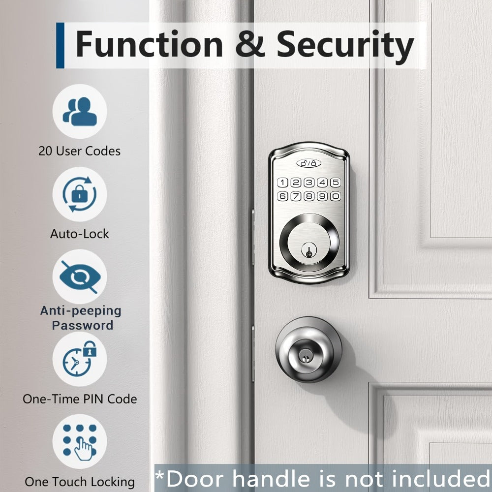 Smart Door Lock Tuya Front Door Deadbolt with Fingerprint Keypad Bluetooth App and Hidden Key