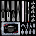 Poly Gel Nail Extension Form Kit – 192pcs Dual Forms, 96pcs Reusable Pads, 8 Shapes Acrylic Mold, Brush Pen