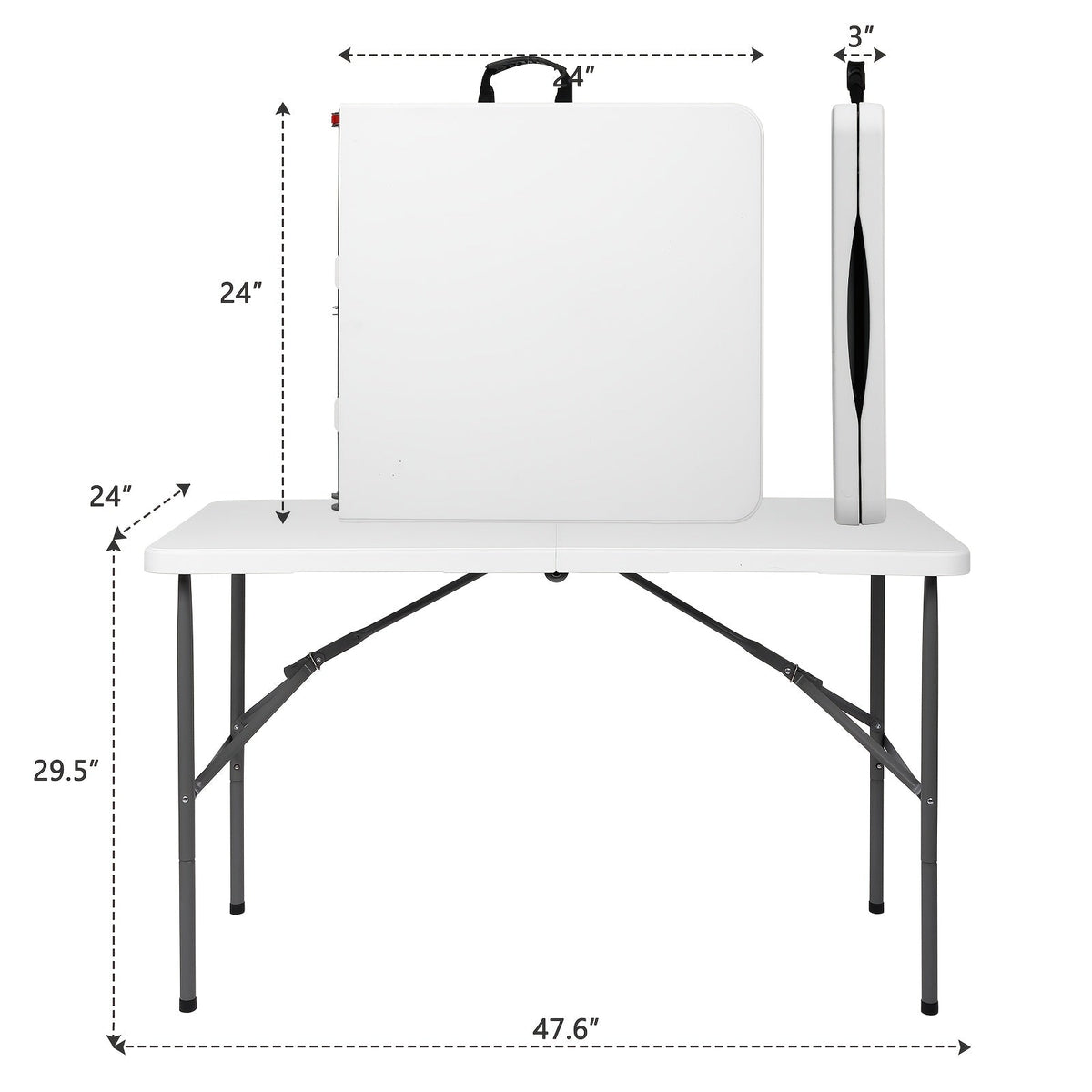 4-Foot Rectangular Folding Table with Tool-Free Assembly, Foldable Card Table for Patio