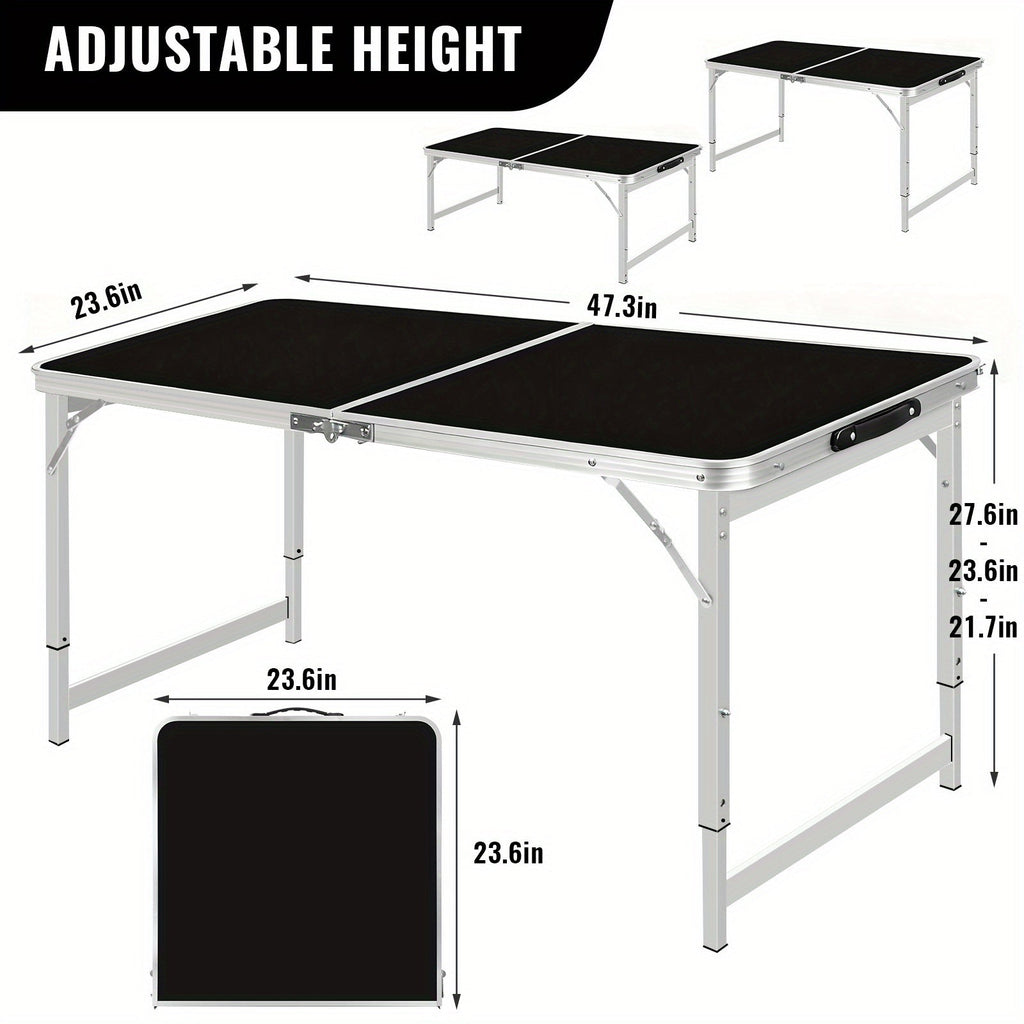 4-Foot Rectangular Folding Table with Tool-Free Assembly, Foldable Card Table for Patio