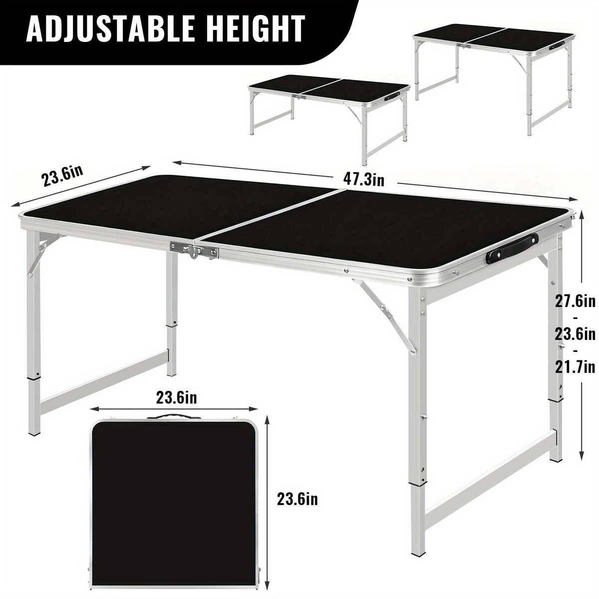 4-Foot Rectangular Folding Table with Tool-Free Assembly, Foldable Card Table for Patio