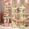 4-Layer Plastic Stuffed Animal Storage Tower with Dustproof Cover for Kids' Room