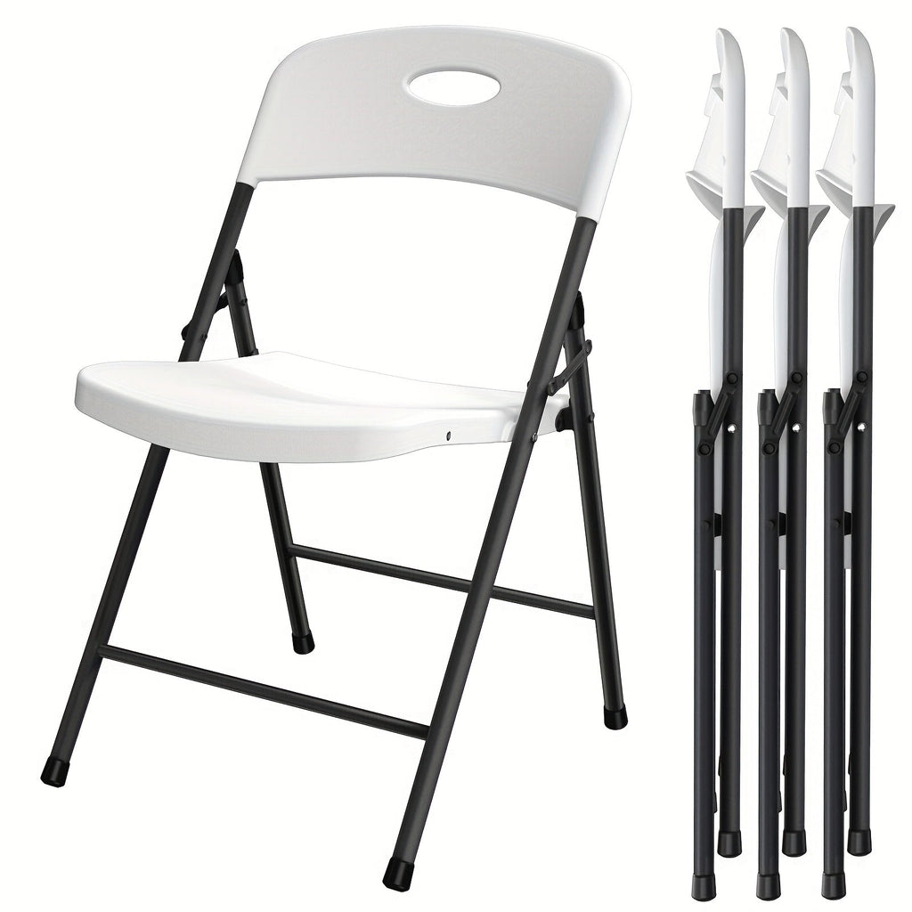 4-Piece Set Plastic Folding Chairs with Stackable Design for Patio