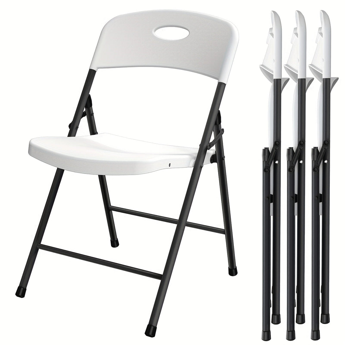 4-Piece Set Plastic Folding Chairs with Stackable Design for Patio