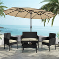 Four-Piece Wicker Patio Conversation Set with Loveseat, Two Armchairs, Glass-Top Table and Four Color Options