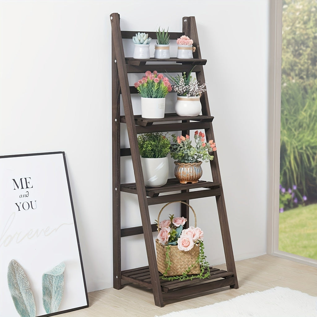 4-Tier Foldable Plant Stand for Practical Everyday Home Use in Living Room