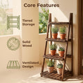 4-Tier Wood Ladder Shelf with Tool-Free Assembly and Multiple Color Options for Entryway