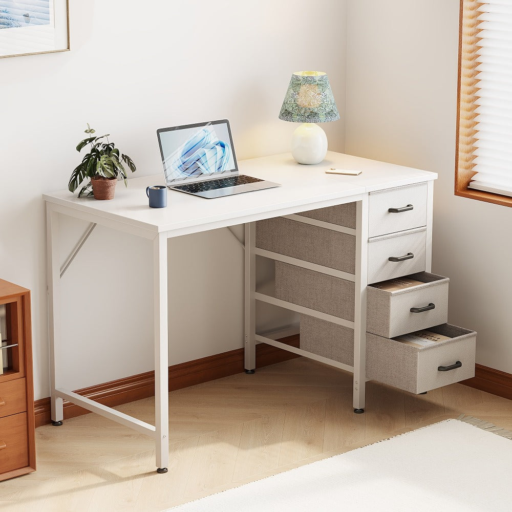 Computer Desk, 40" Small Desk with 4 Fabric Drawers - Reversible Study Table for Students shown in the main product view
