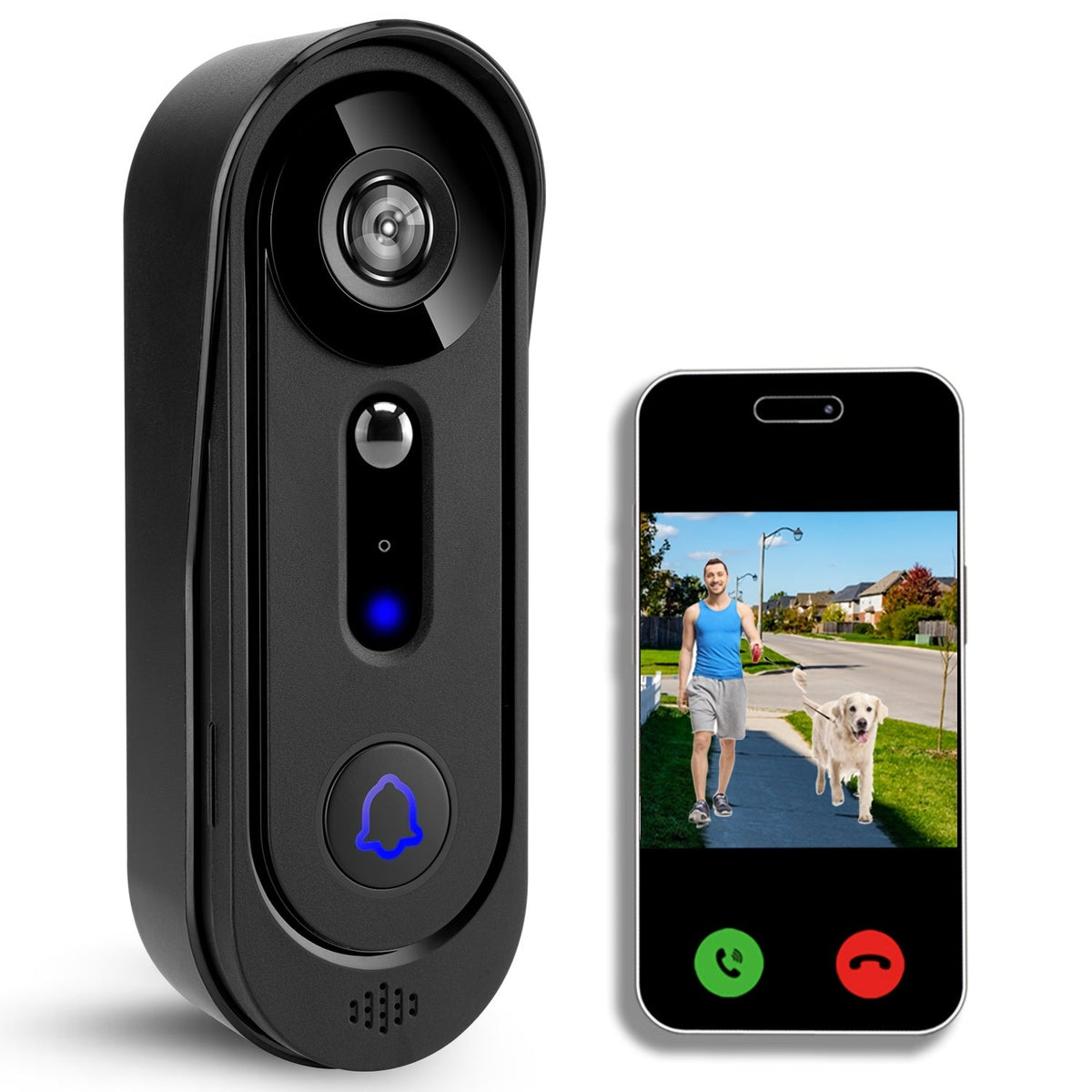 Wireless Video Doorbell Camera 1080P HD Night Vision Motion Detection Two-Way Audio Battery Powered Indoor Chime Cloud Storage Smart Home