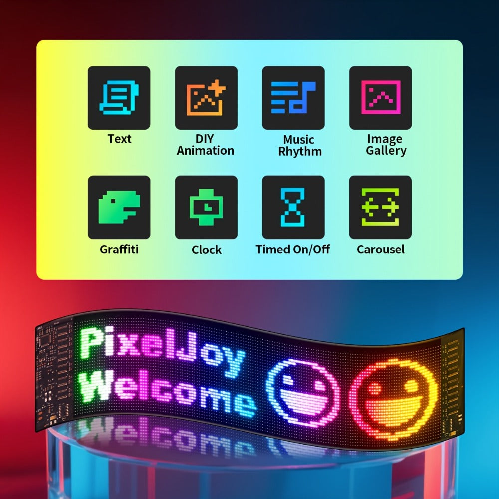 Bendable LED Display Screen App & Remote Control - Ultra-Thin 2mm Flexible LED Matrix Panel for an Everyday Personal Care Routine