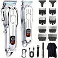 Hair Clipper Cordless Metal-Body Set with LCD Battery Display and Single or Two-Piece Color Options