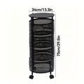 Round-Basket Rolling Storage Rack with Four or Five Mesh Levels, Caster Base and Black or White Finish
