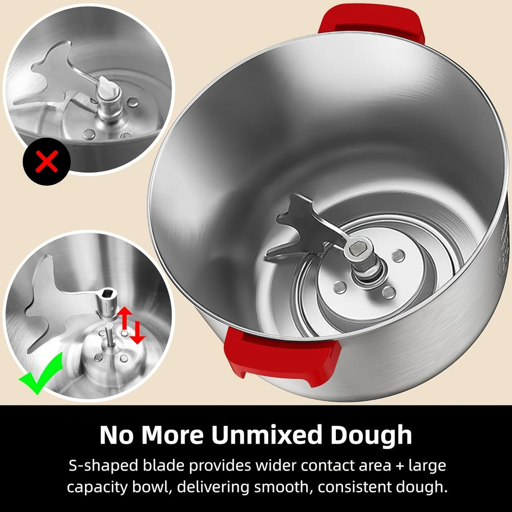 Electric Dough Maker with Ferment Function - 7Qt 250W Dough Kneading Machine, 304 Stainless Steel Bowl