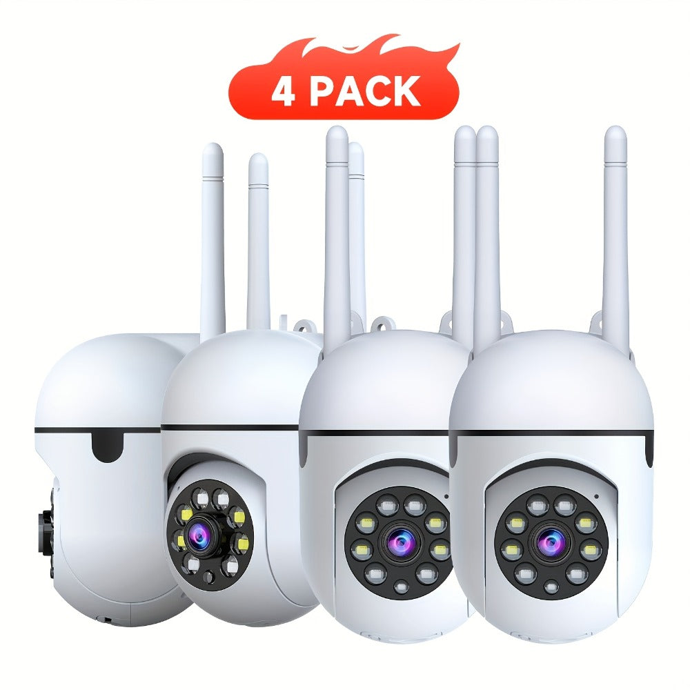 Indoor Security Camera 4-Pack with 3MP Video, Dual-Band WiFi, Color Night Vision and Cloud Storage Options
