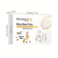 Skincare Set with BIOAQUA Label, 5 Mini Rice Raw Pulp Products with Cleanser Toner Essence Lotion and Cream