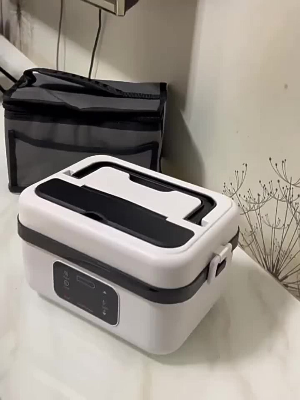 Heated Lunch Box, 8000mAh Battery-Powered 60W 1L Food Warmer with Timer and Power Bank Function