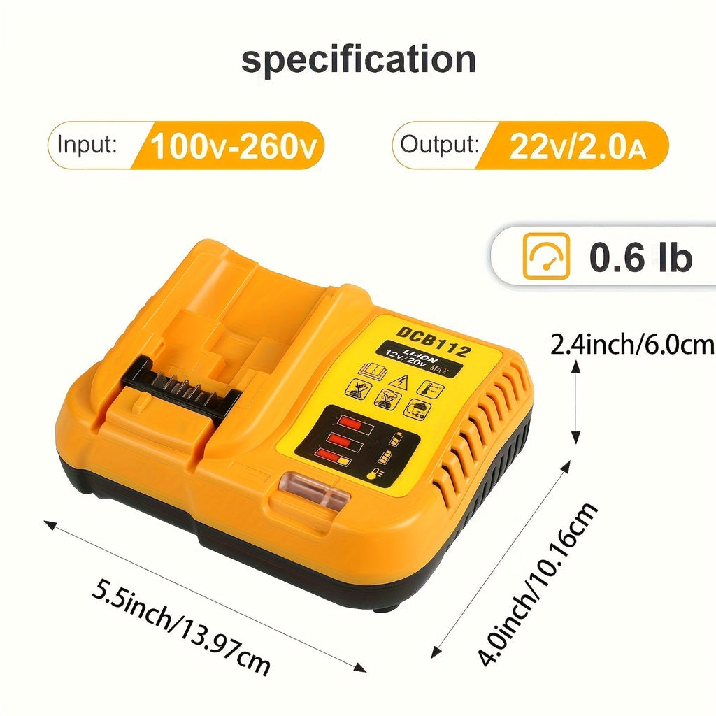 Fast Battery Charger for DeWalt 12V 20V 60V MAX Compatible with DCB120 DCB126 DCB200 DCB201 for Entryways, Bedrooms and Living Spaces