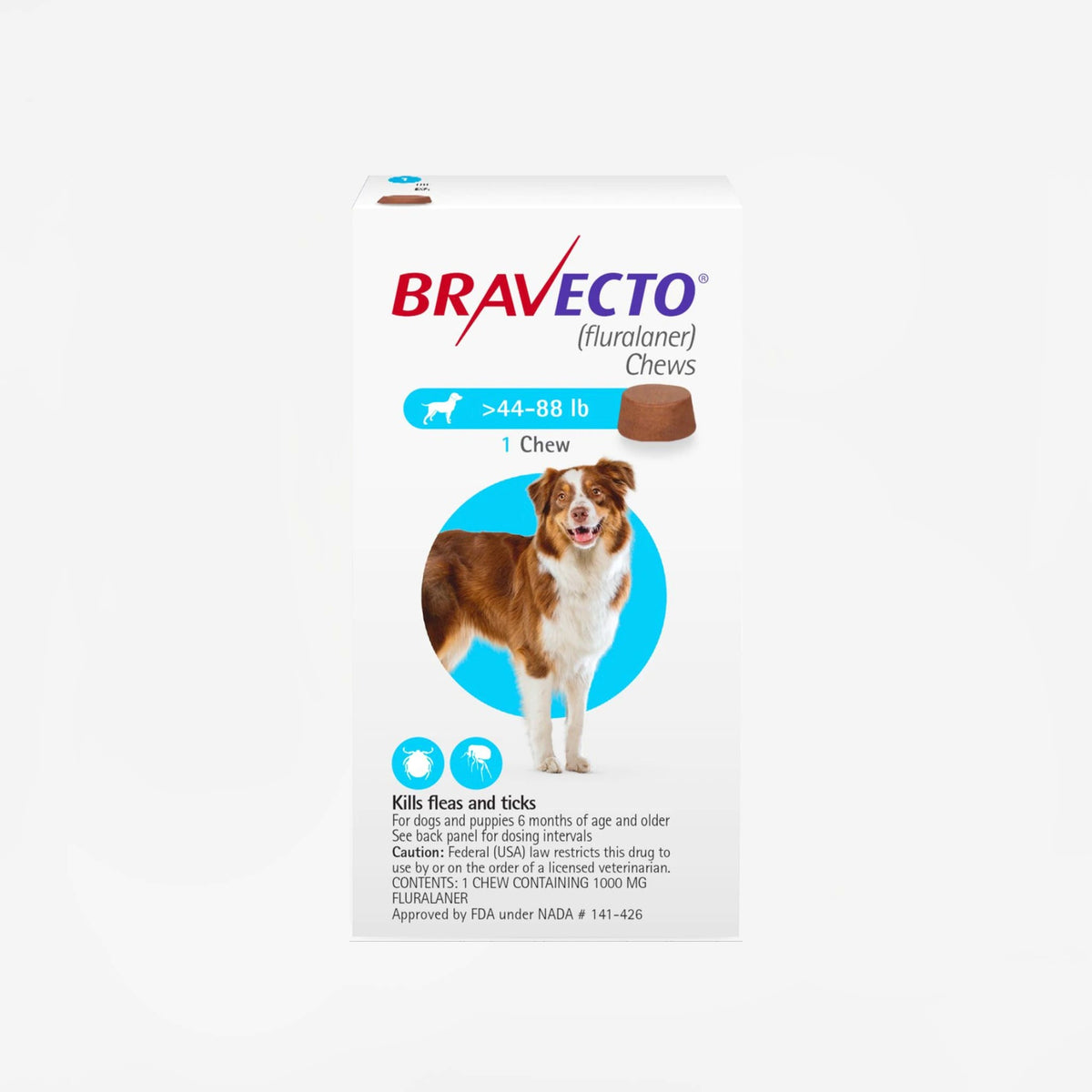 Prescription Flea and Tick Treatment for Dogs Chews / 44-88 lbs; 1000 mg