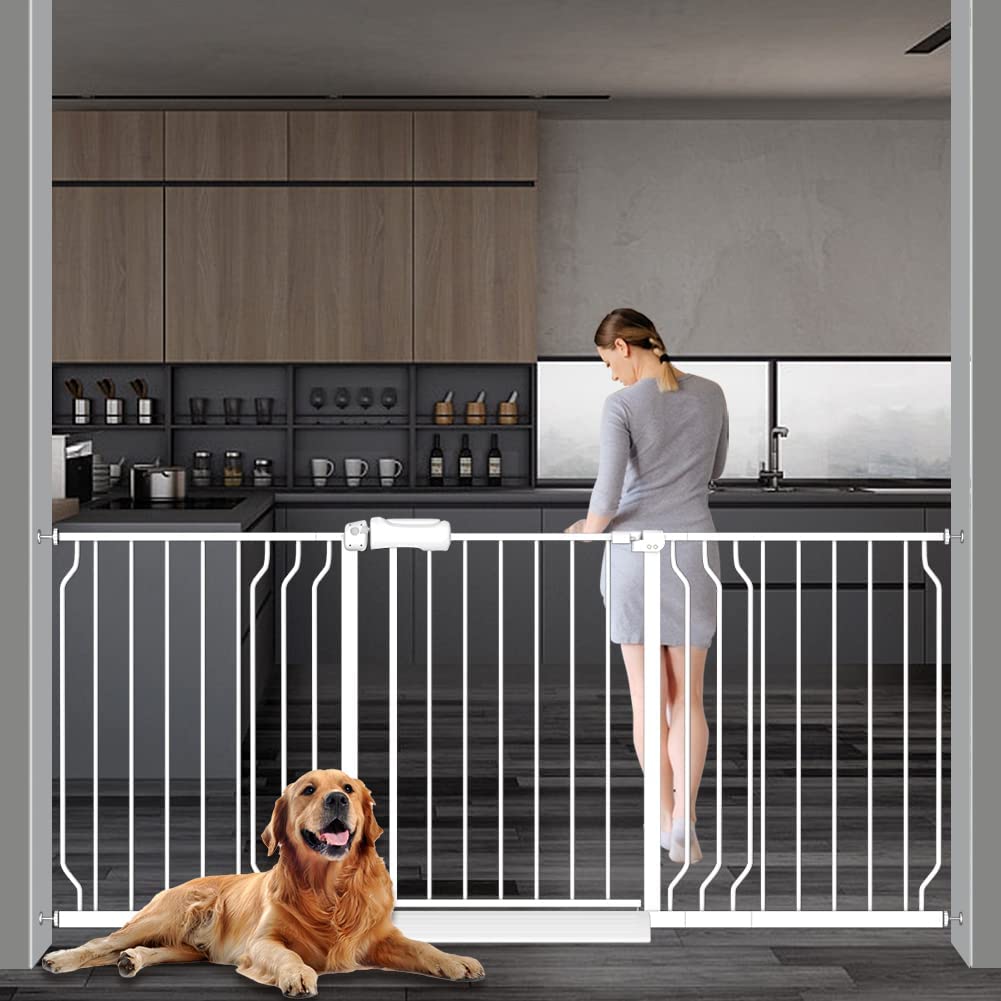 Extra-Wide Pet and Baby Gate, 30.7"Tall / 52.8-62.2” / White