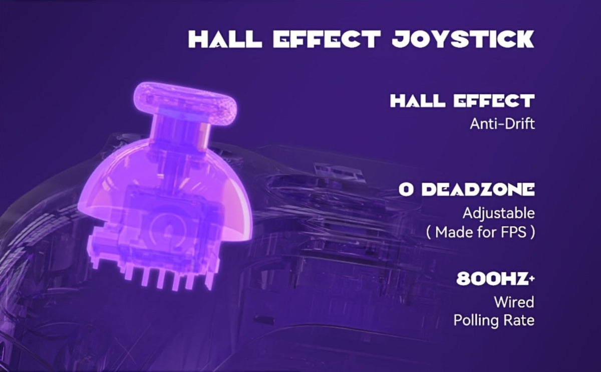 Hall-Effect Wireless Gaming Controller in White with Interactive Screen, RGB Lighting and Charging Dock