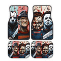Halloween Character Car Floor Mats, Four-Piece Black Printed Set with Two Front and Two Rear Mats