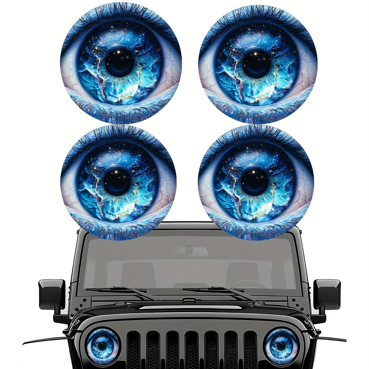 3D Beast Eye Headlight Stickers – Funny Car Headlight Decals for Jeep Round Headlights, Truck Body, Bumper & Window Decoration