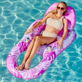 Pink Tropical Inflatable Pool Recliner Float, 60 x 36 x 24 Inches with Mesh Seat and Cup Holder