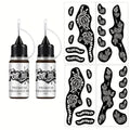 Tattoo Stencil Kit with Brown Paste Ink & Flash Spray, Pre-Cut Hollow Template DIY Freehand Henna Style