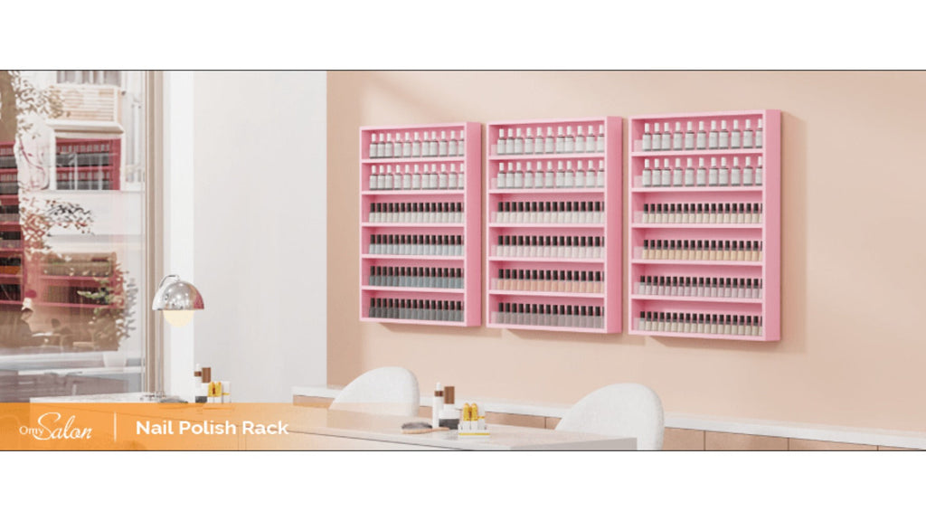 Wall Mount Nail Polish Rack Organizer 6 or 10 Tier with Acrylic Baffle Salon Display Shelf for Gel Polish