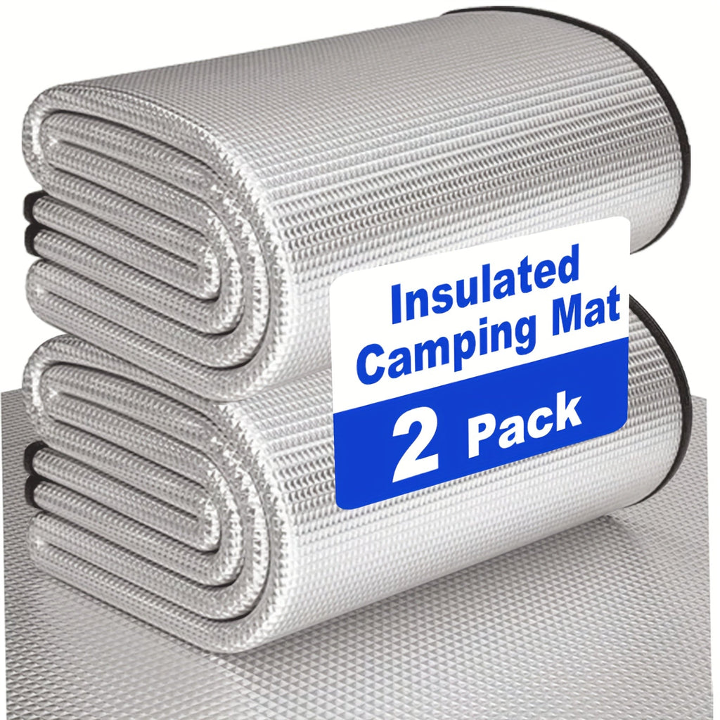 Insulated Camping Mat 2-Pack Aluminum Foil EPE Foam Foldable Moisture-Proof Outdoor Picnic Mat 78x39in – Portable Lightweight All-Season