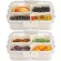 Storage Containers with Lids, Snack Tray Two-Pack with Four or Eight Removable Compartments and Snap Lids