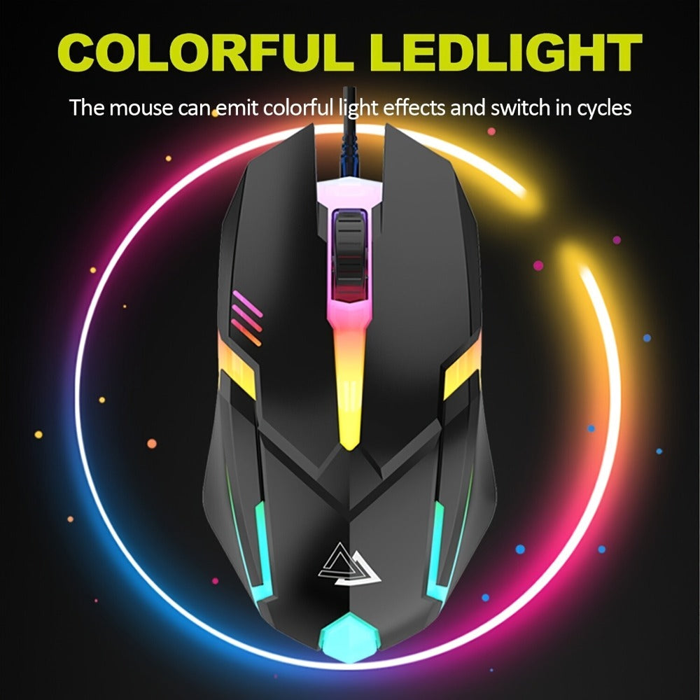 Gaming Keyboard and Mouse Combo Wired Backlit Mechanical-Feel Keys Optical Mouse Ergonomic USB Set for PC Laptop Desktop Home Office Quick