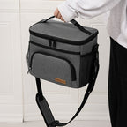 Insulated Lunch Bag with Adjustable Shoulder Strap – Leakproof Reusable Cooler Bag for Men Women Portable Fresh Keeper | Black Grey Blue |