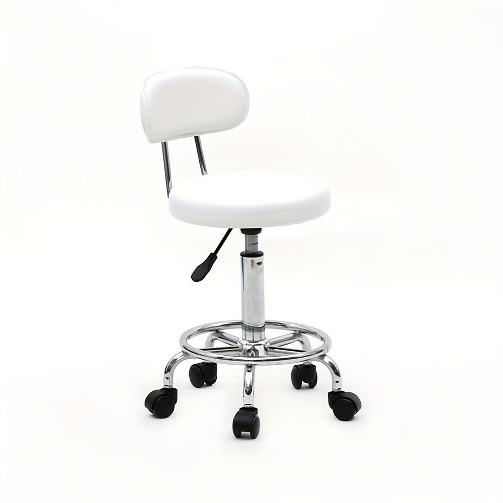 Adjustable Salon Stool with Back 360 Swivel PU Leather Cushioned Round Seat Chair for Salon Barber Spa Esthetician Home Office Vanity Makeup