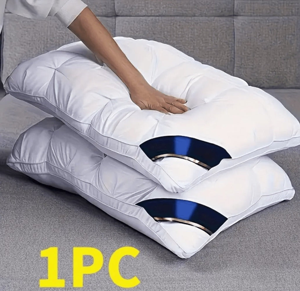 Hotel Quality Pillow Soft Polyester Fiber Deep Sleep Neck Support – No Collapse All Season Machine Washable Satin Cover Zipper Closure White