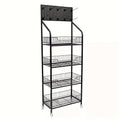 4-Tier Metal Display Rack with Wheels – Rolling Floor Shelf for Kitchen, Store & Home Storage Organization