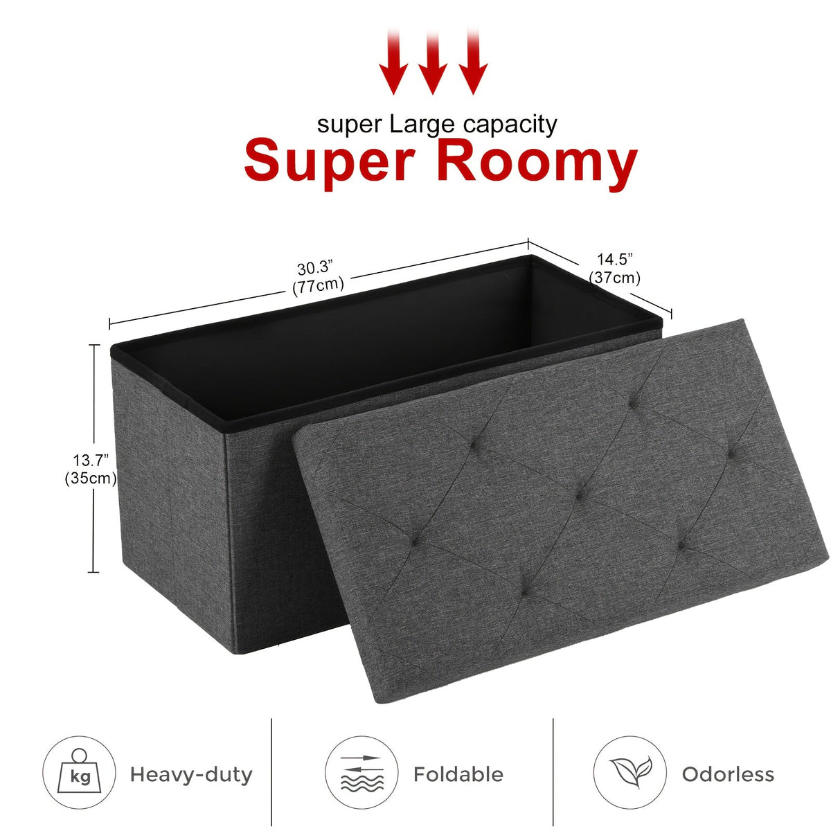 Ottoman Bench shown in the 30-Grey option
