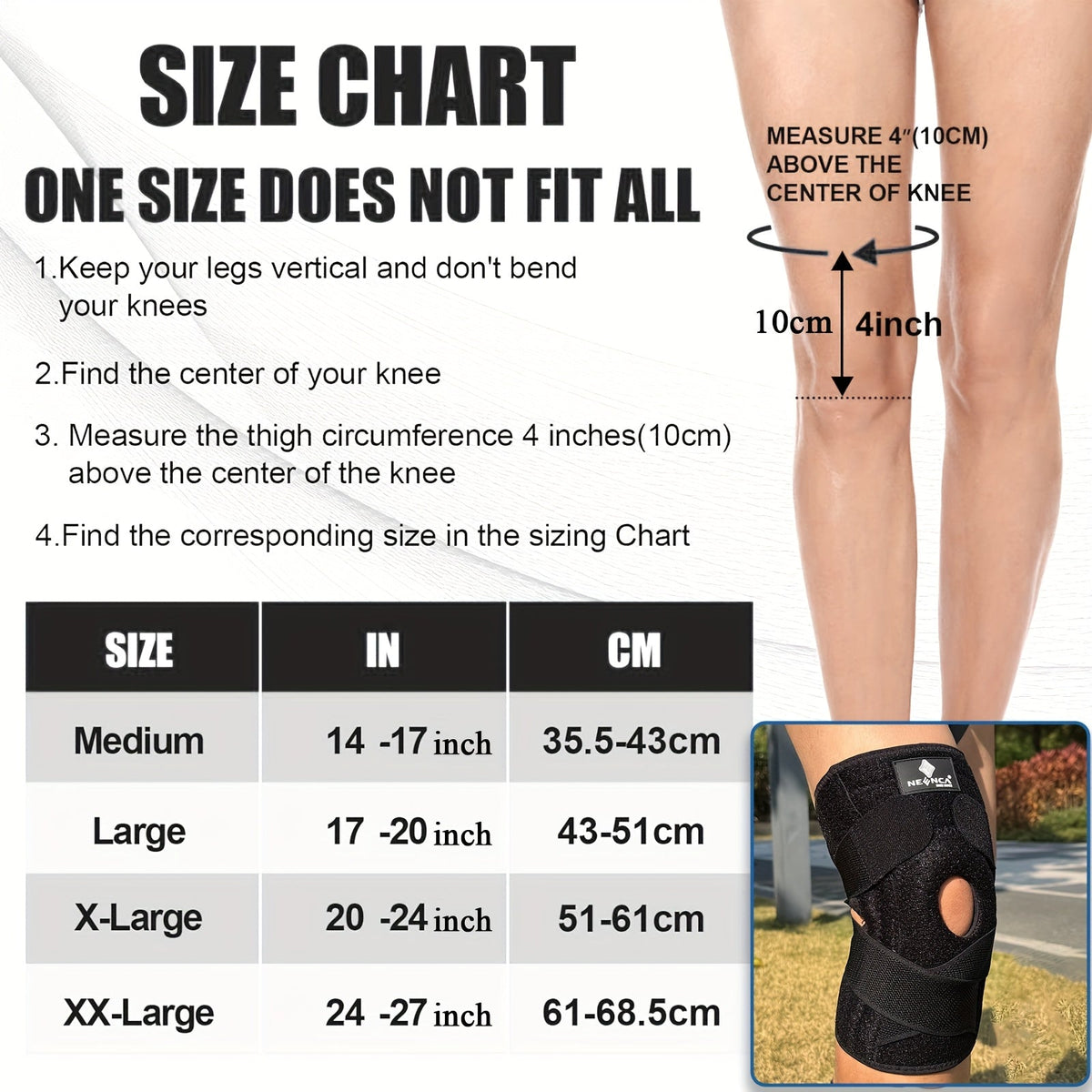 Knee Brace with Patella Gel Pad & Side Spring Stabilizers – Adjustable Compression Knee Support Wrap for Sports Running Workouts Camping