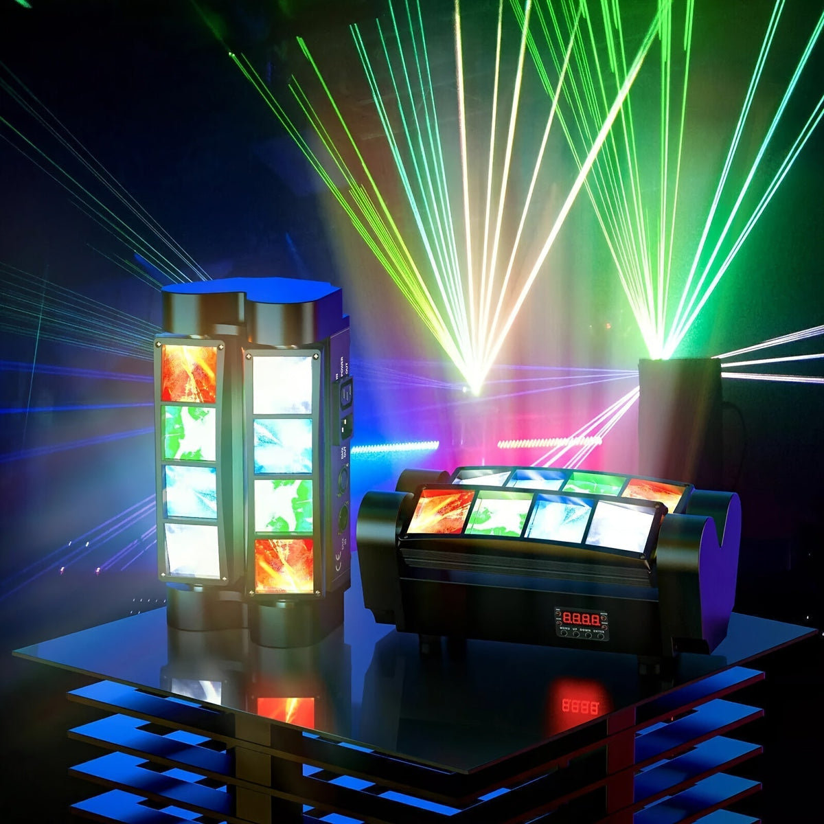 Spider Beam Moving Head Stage Light 8x3W RGBW LED DJ Disco Light Sound Activated DMX-512 for Entryways, Bedrooms and Living Spaces