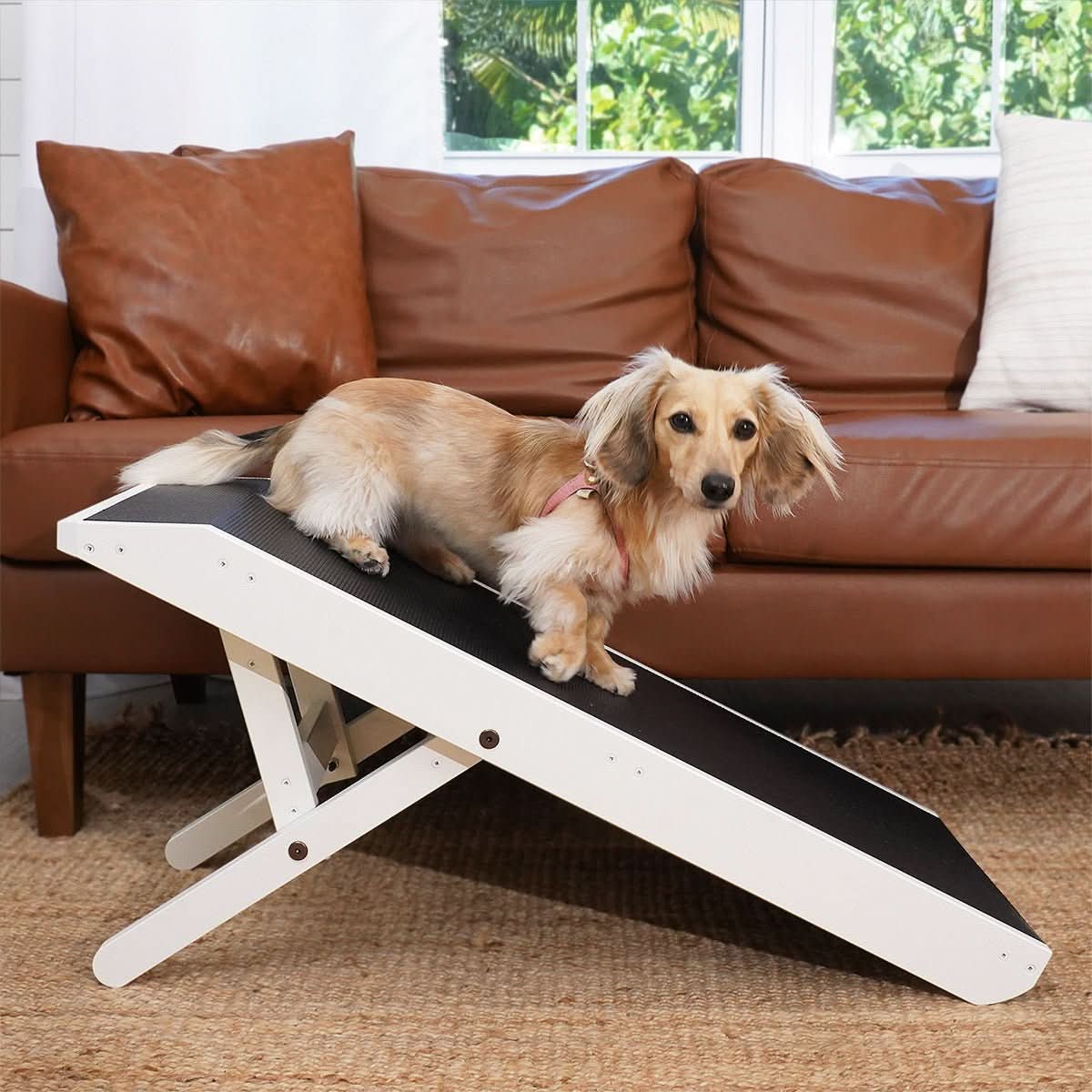 Foldable Non Slip Dog Ramp for Couch, Snow White / Without Rails